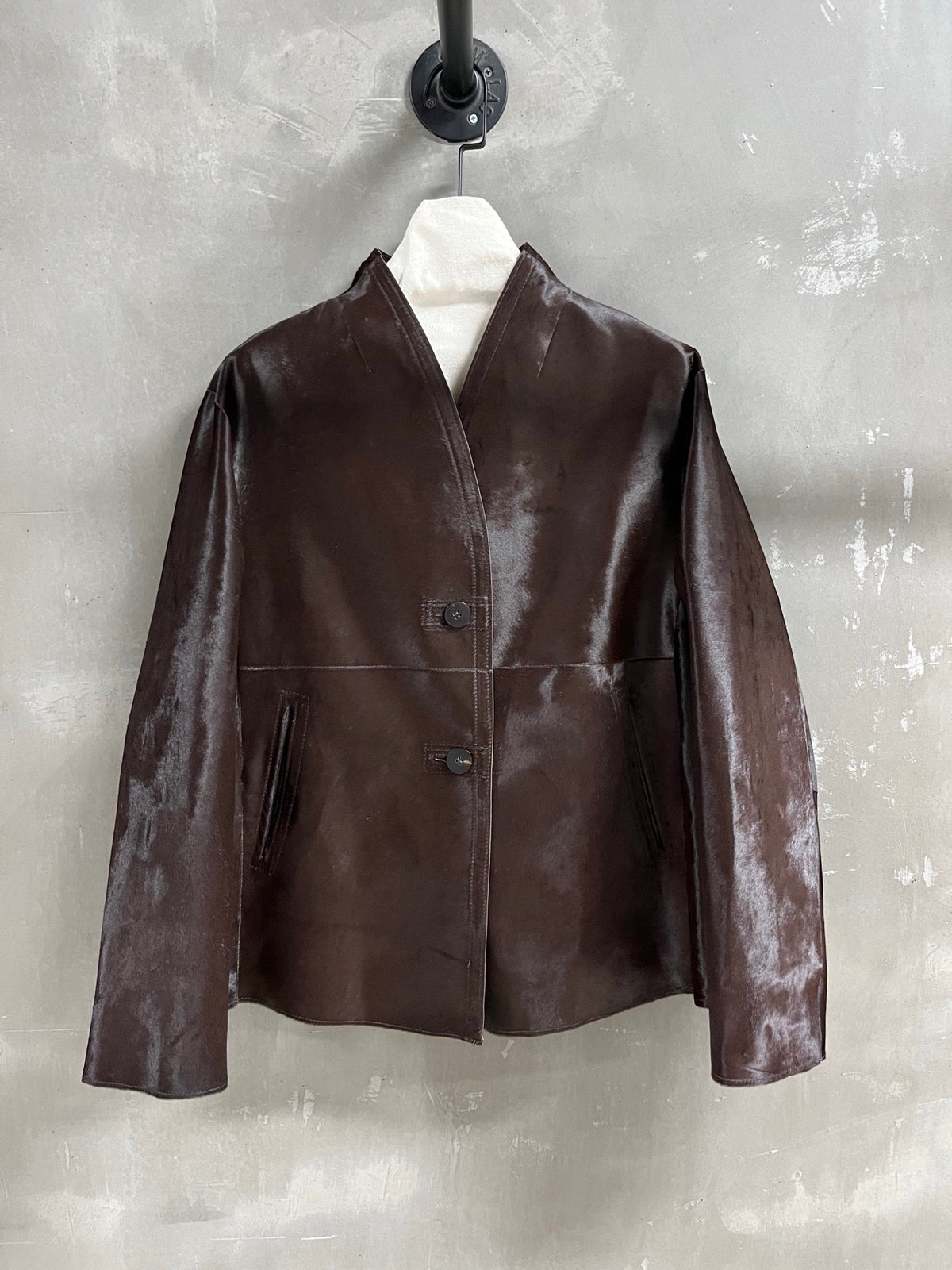 Loro Piana Chocolate Brown Calf Hair Jacket