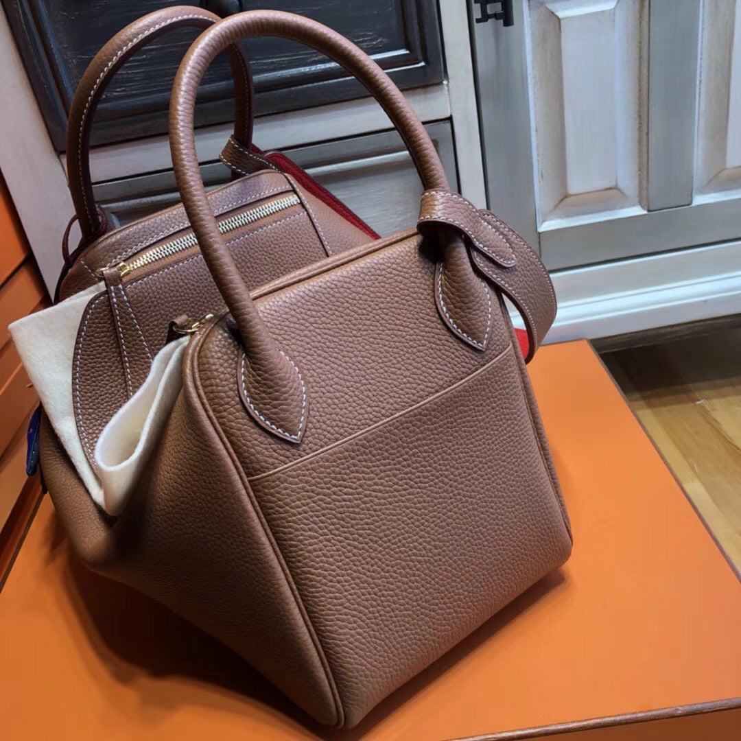 Hermes Gold/Rouge Tomate Lindy 30  Togo Gold Hardware