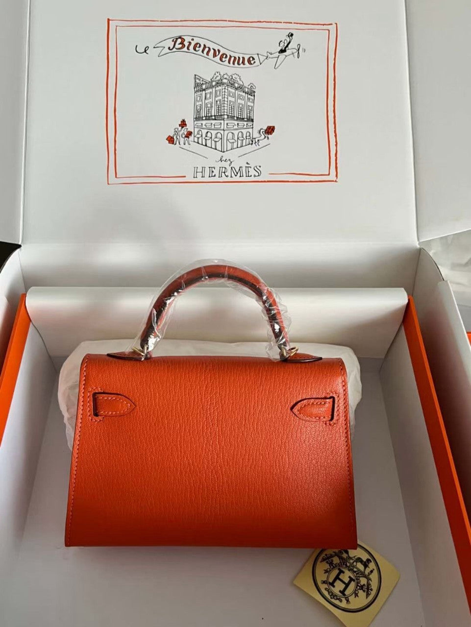 Hermès Orange Mini Kelly II Chevre  Mysore Leather Gold  hardware