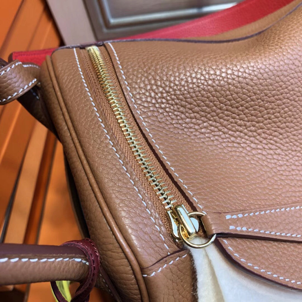 Hermes Gold/Rouge Tomate Lindy 30  Togo Gold Hardware