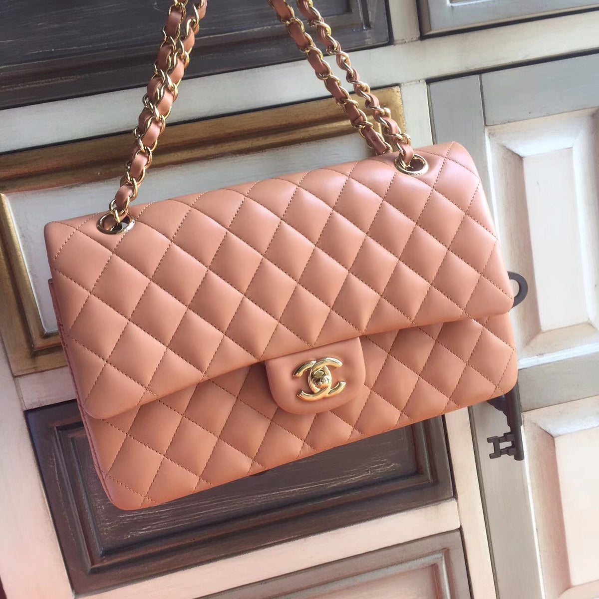 Chanel Peach Lambskin Classic Flap Bag