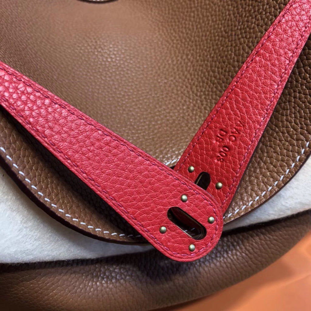 Hermes Gold/Rouge Tomate Lindy 30  Togo Gold Hardware