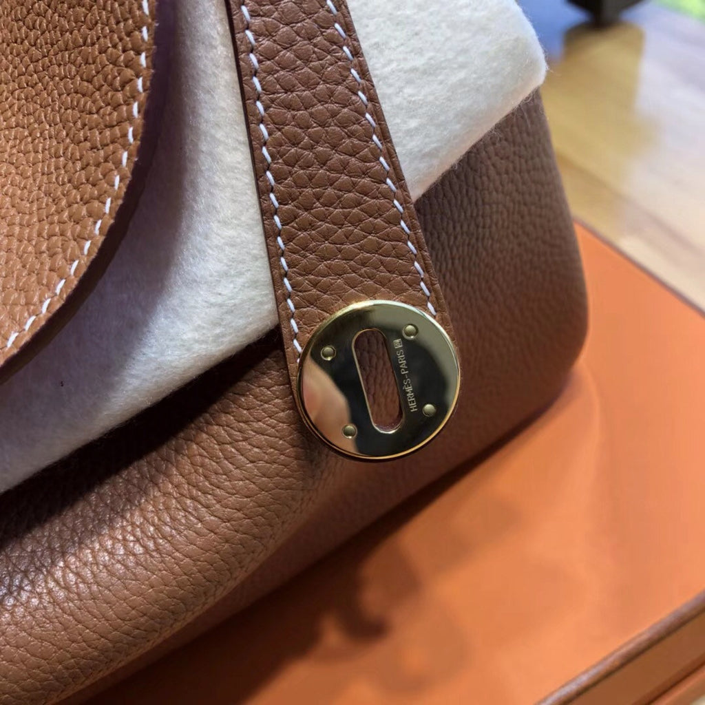 Hermes Gold/Rouge Tomate Lindy 30  Togo Gold Hardware