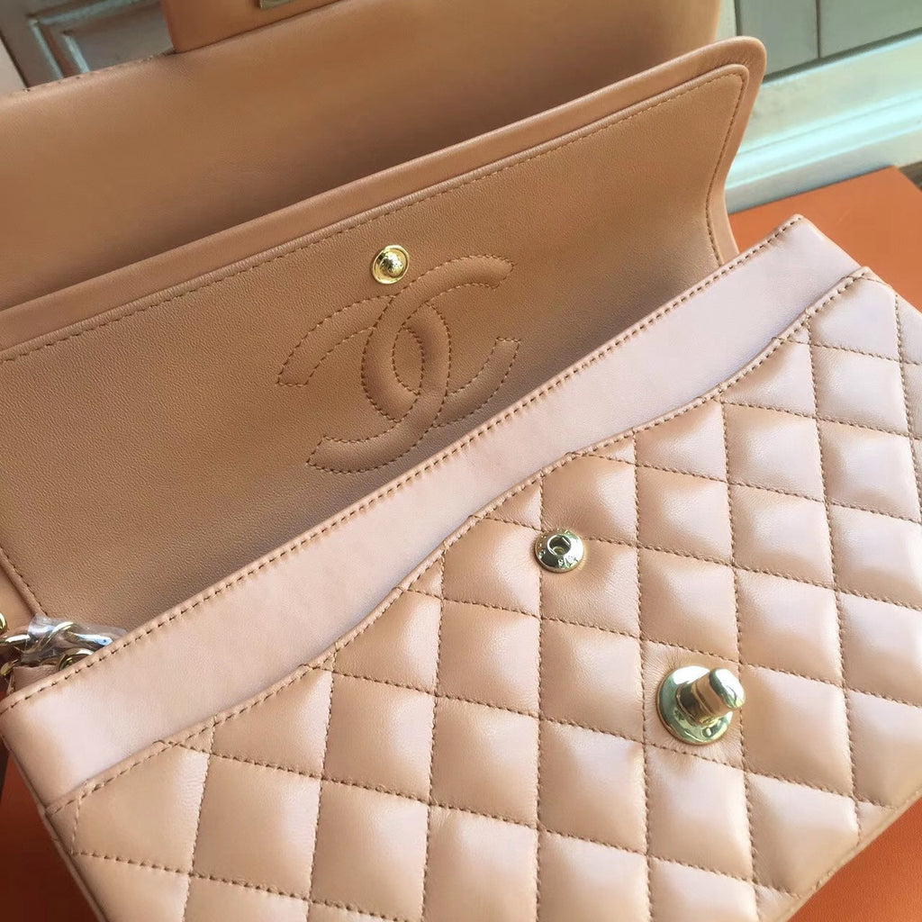 Chanel Peach Lambskin Classic Flap Bag