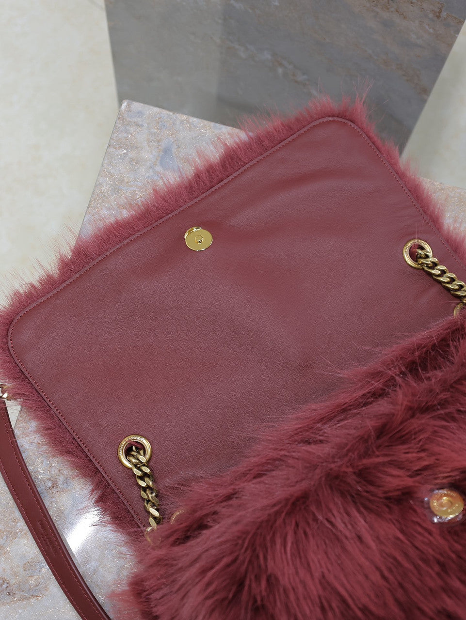 Saint Laurent NIKI LARGE IN FEATHERS BORDEAUX Saint Laurent