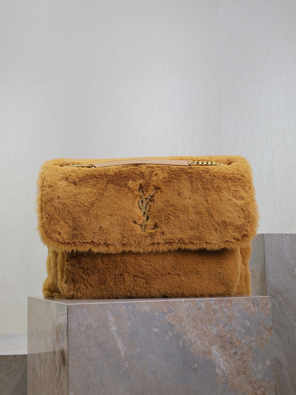 Saint Laurent NIKI LARGE IN SHEARLING MUSTARD Saint Laurent