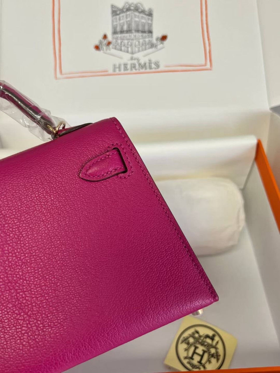 Hermès Rose Pourer Mini Kelly II Chevre  Mysore Leather Gold  hardware