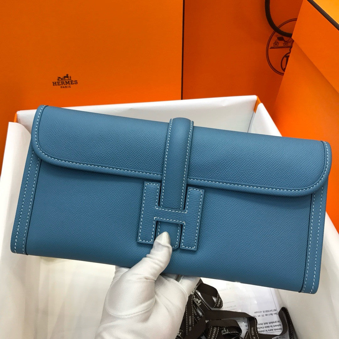 HERMÈS JIGE ELAN 29 EPSOM BLUE JEAN