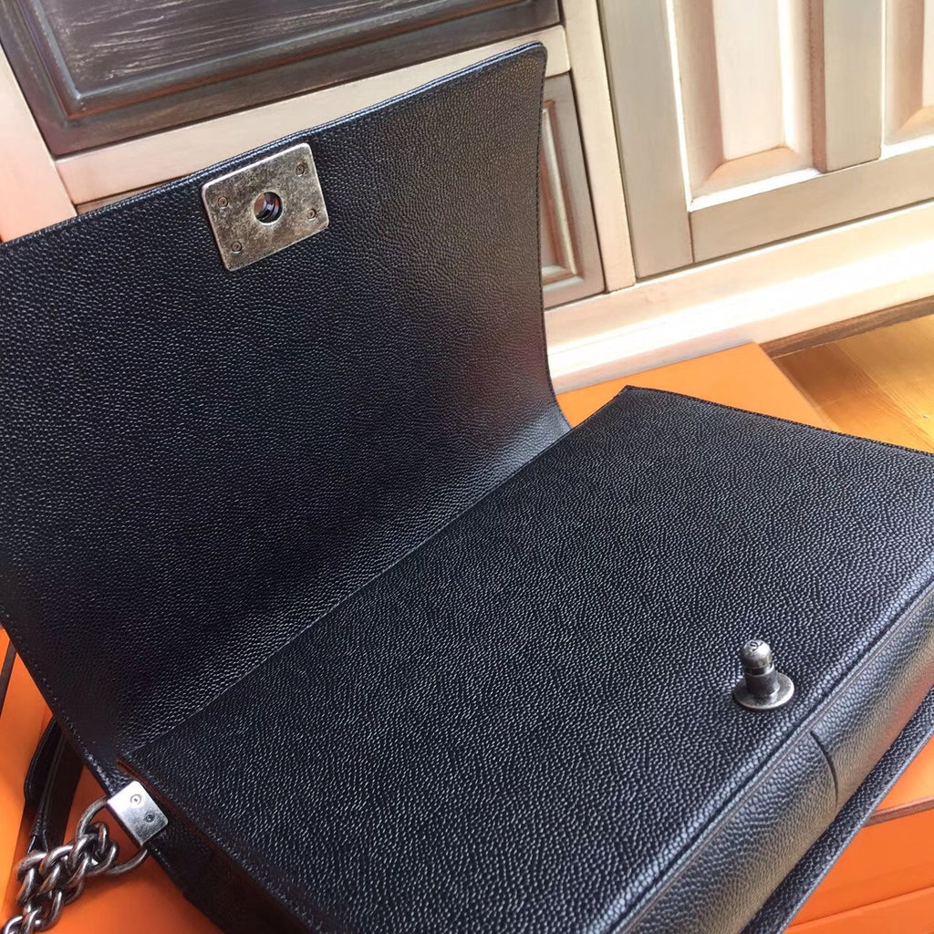 Chanel Black Quilted Caviar Large Boy Bag