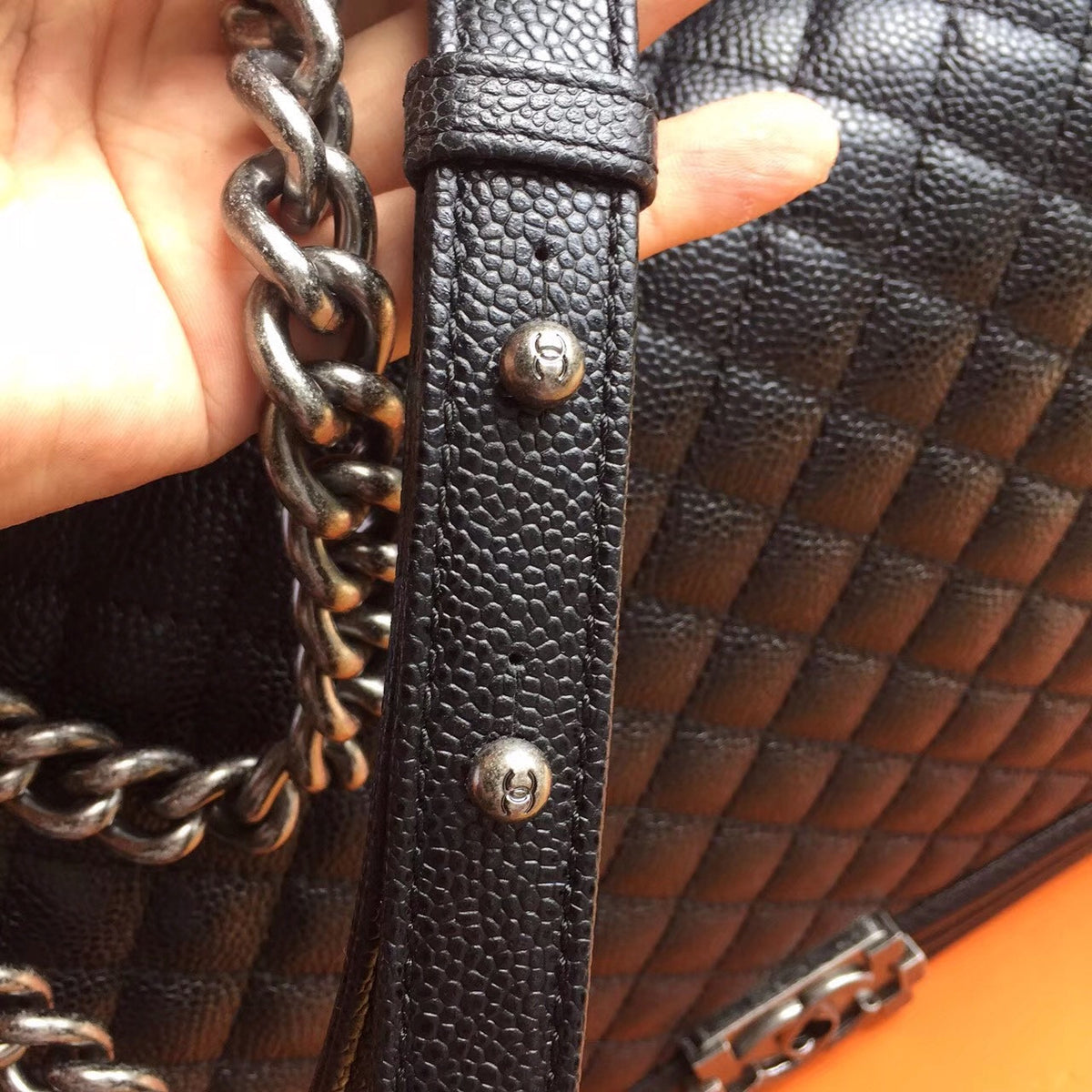 Chanel Black Quilted Caviar Large Boy Bag