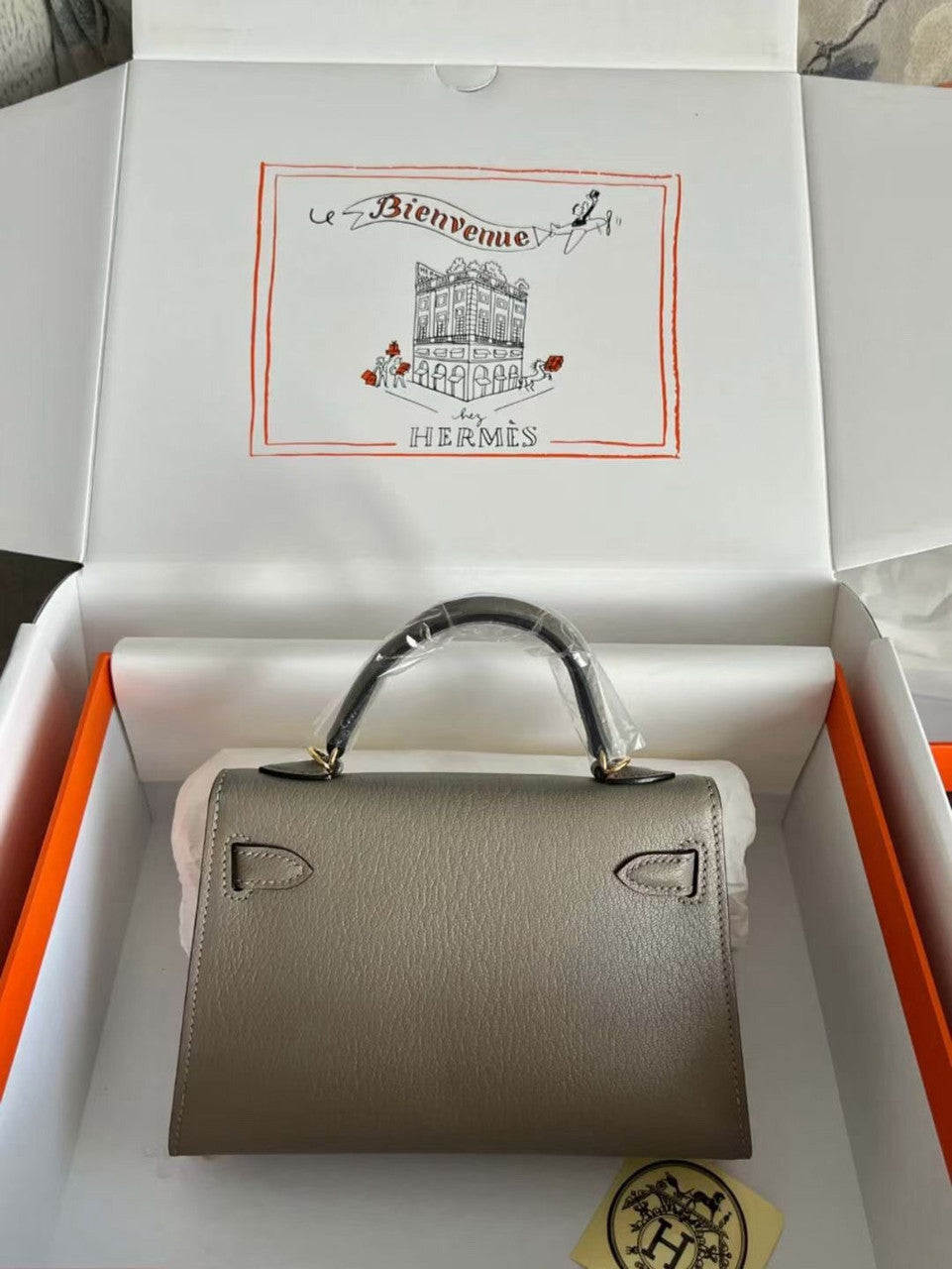 Hermès Gris Asphalte Mini Kelly II Chevre  Mysore Leather Gold  hardware