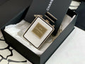 White Quilted Leather and Perspex Perfume Bottle Minaudiere Gold Hardware