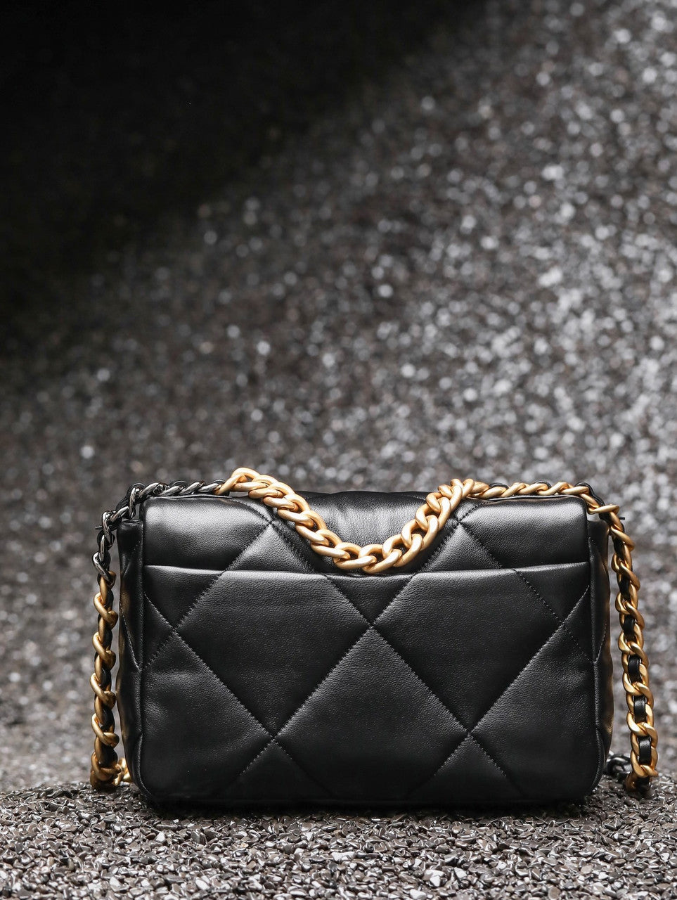 Chanel Shiny Lambskin 19 HANDBAG Black