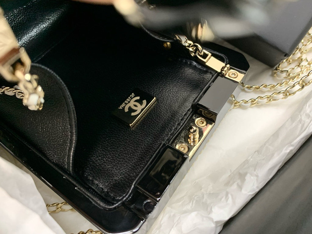 White Quilted Leather and Perspex Perfume Bottle Minaudiere Gold Hardware