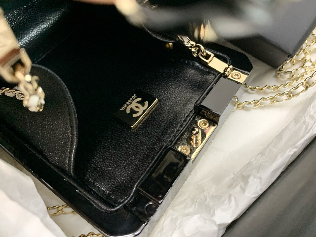 White Quilted Leather and Perspex Perfume Bottle Minaudiere Gold Hardware