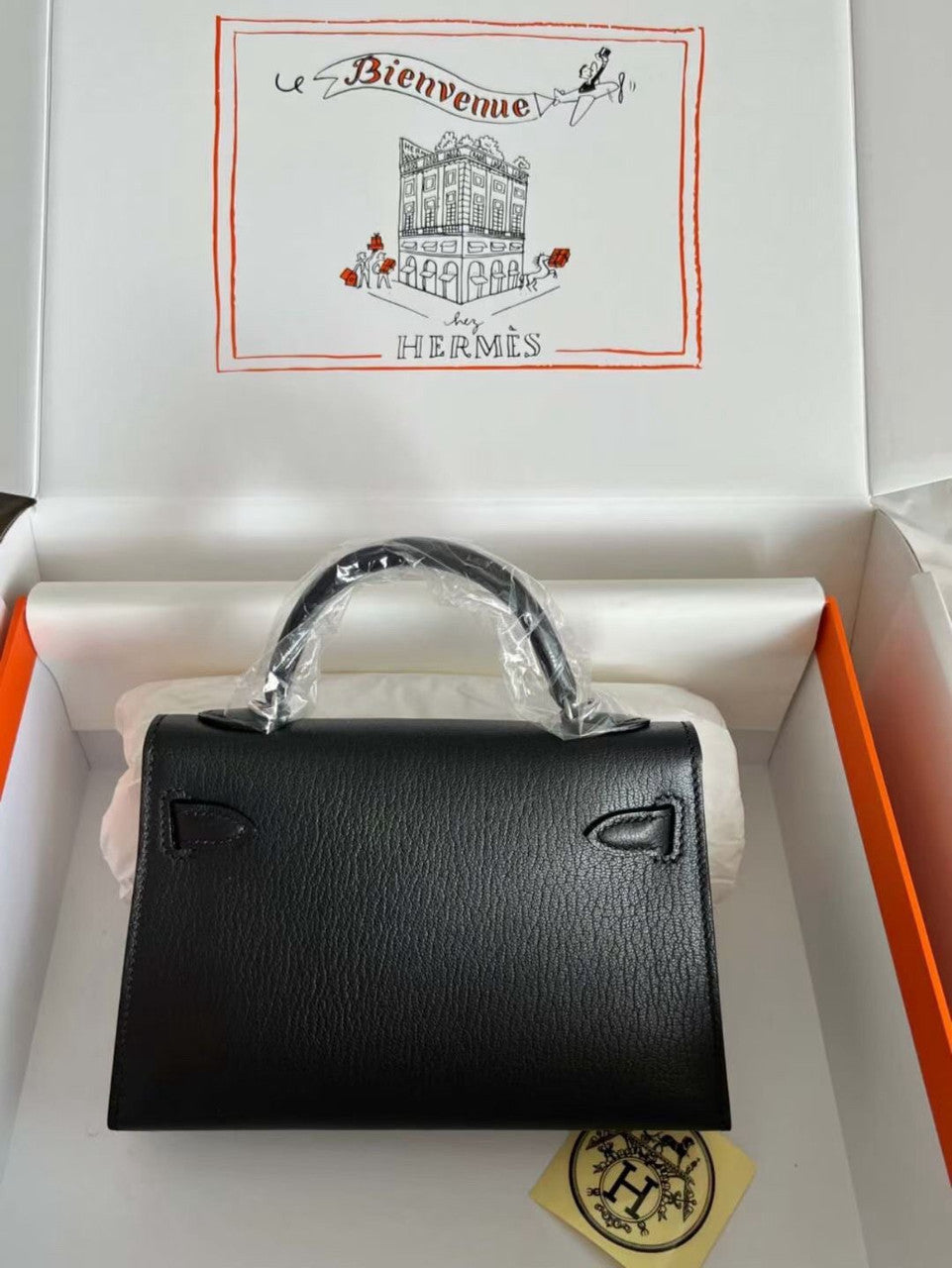 Hermès Black Mini Kelly II Chevre  Mysore Leather Palladium  hardware