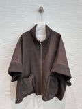 Loro Piana Mink Fur Cape Coat in Charcoal Dark Espresso