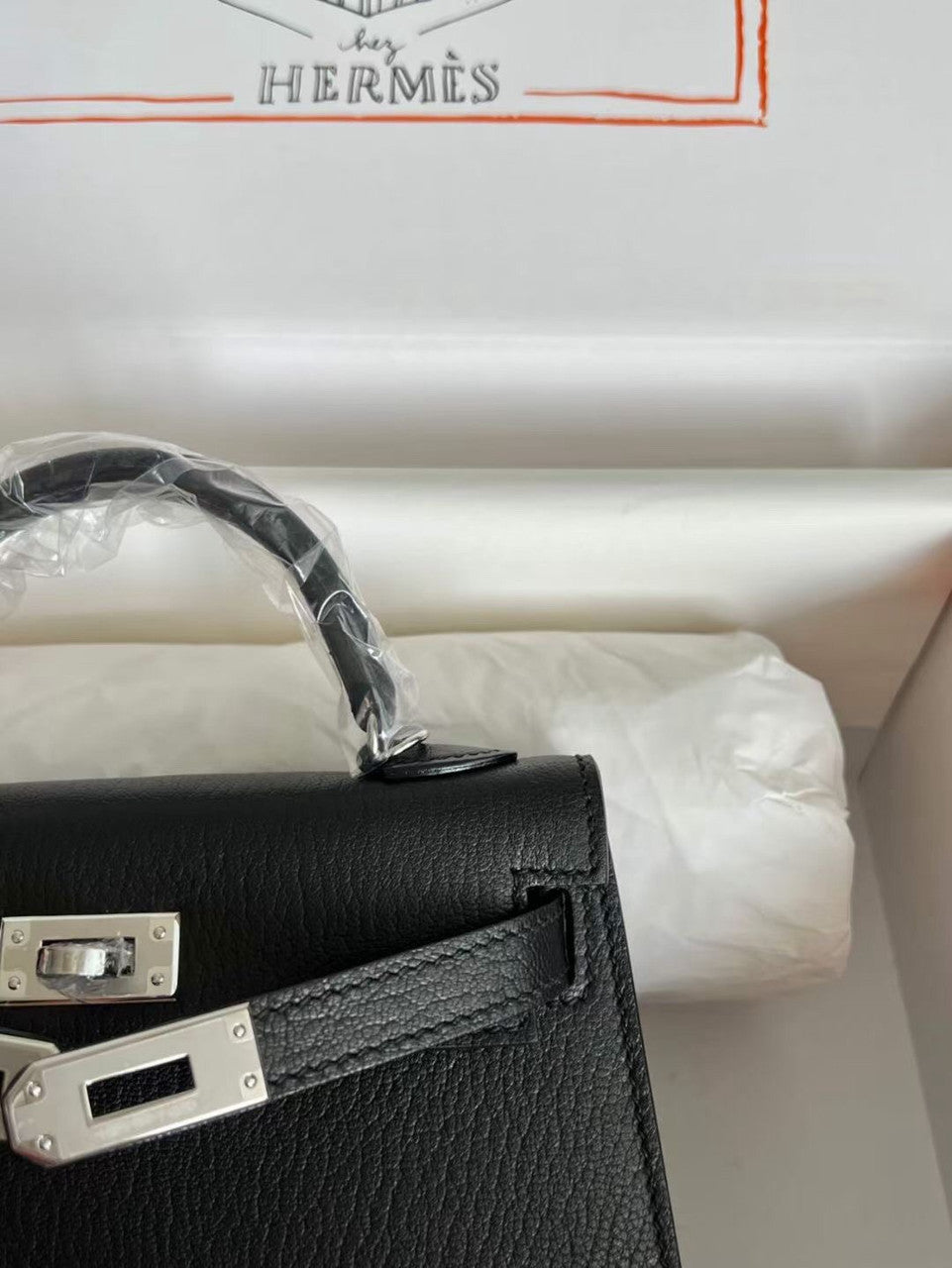 Hermès Black Mini Kelly II Chevre  Mysore Leather Palladium  hardware