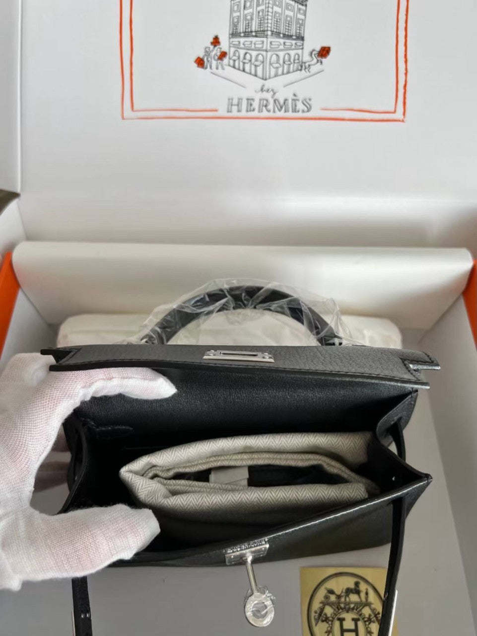 Hermès Black Mini Kelly II Chevre  Mysore Leather Palladium  hardware