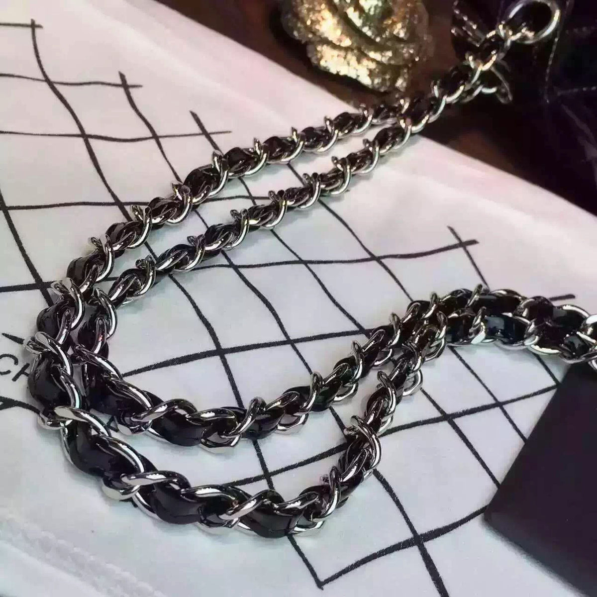 CHANEL Black Quilted Patent Leather Silver HW Flap Bag Silver HW