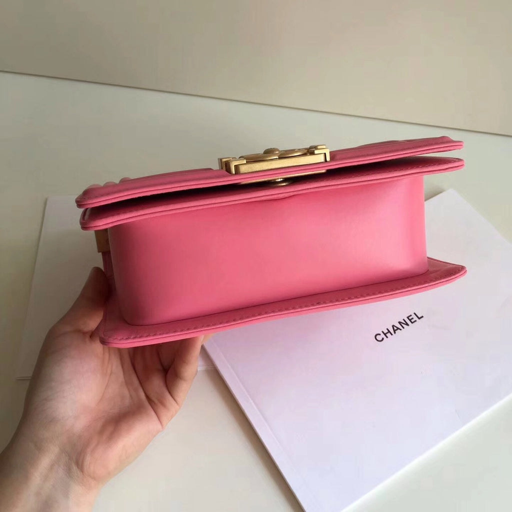 CHANEL Pink Galuchat and Lambskin Small Boy Flap
