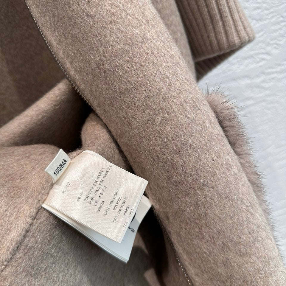 Loro Piana Mink Fur Cape Coat interior labels and size tag