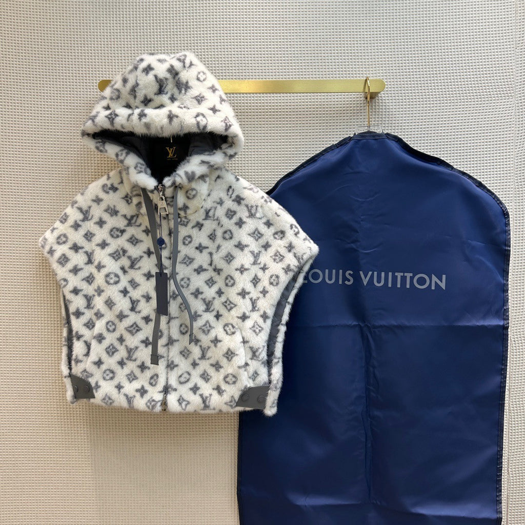 Louis Vuitton Monogram Mink Open Arm Jacket