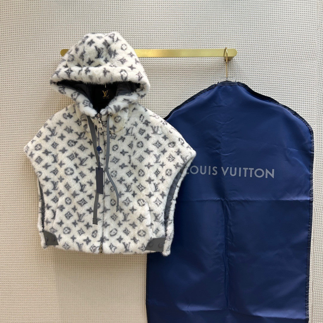 Louis Vuitton Monogram Mink Open Arm Jacket