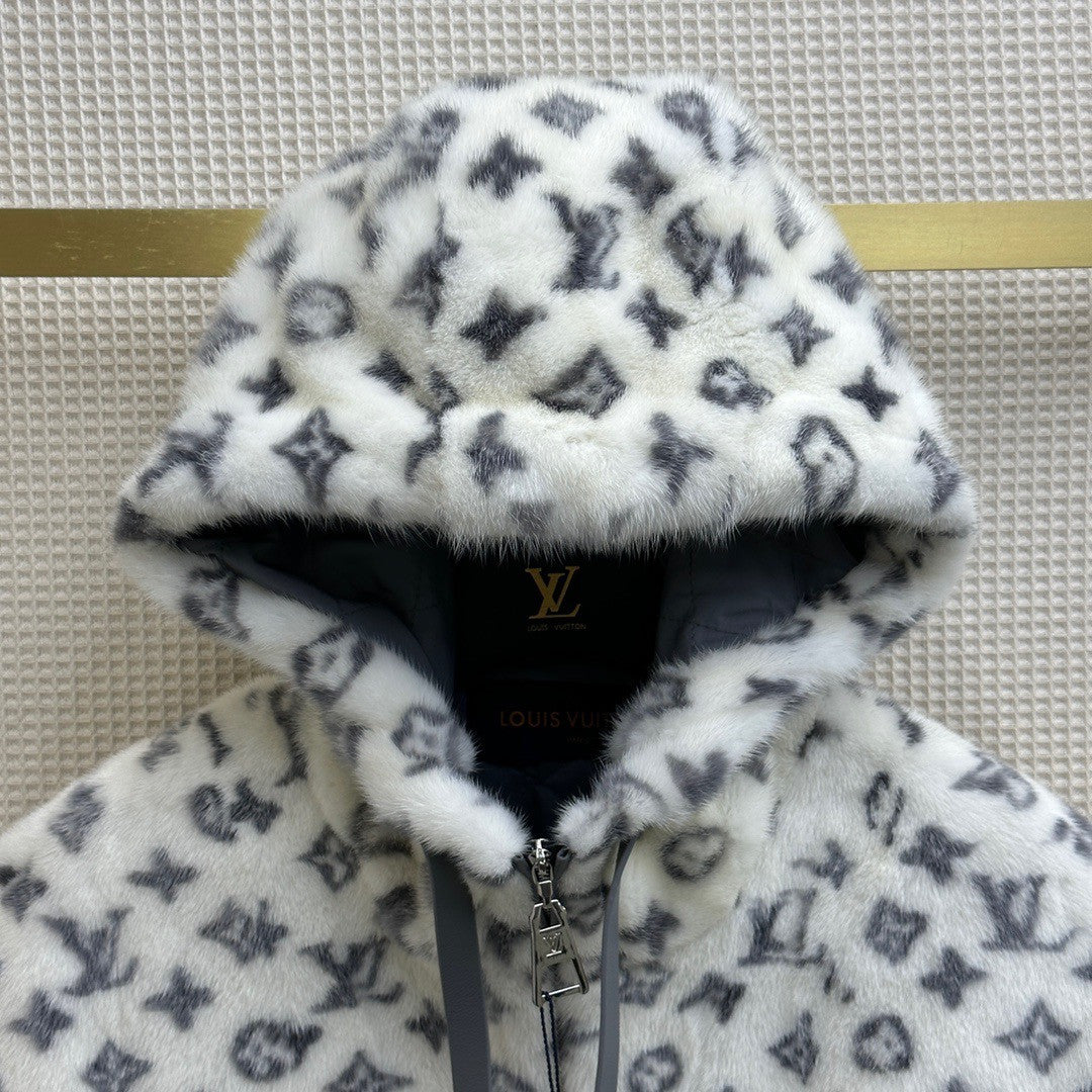 Louis Vuitton Monogram Mink Open Arm Jacket