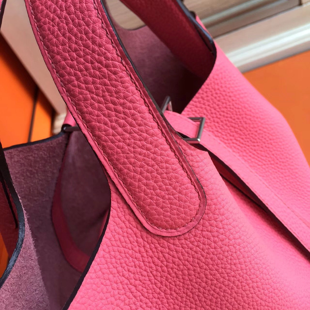 Hermes E5 Rose Tyrien Picotin Lock 18 Togo Leather Bag