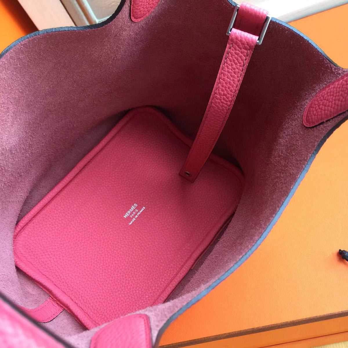 Hermes E5 Rose Tyrien Picotin Lock 18 Togo Leather Bag