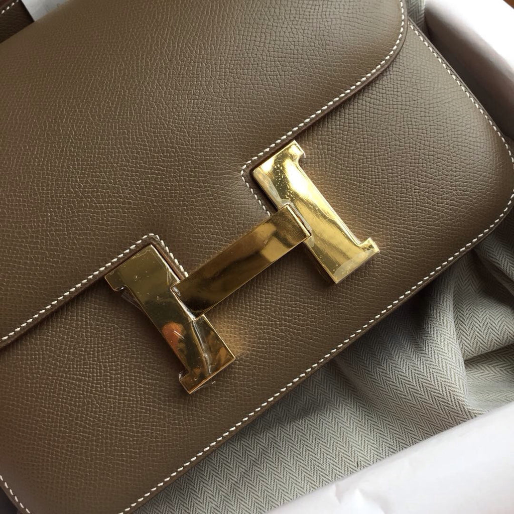 Hermes 8F Etain Constance 24 Epsom bag with Gold Hardwares