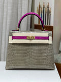 Hermes SPECIAL ORDER SHINY NILOTICUS CROCODILE KELLY 25 WITH GOLD HARDWARE