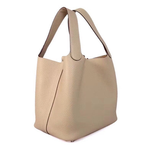 Hermes 81 Gris Picotin Lock MM Togo Leather Bag