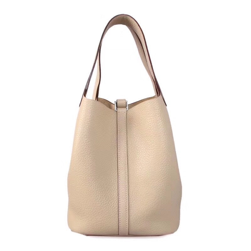 Hermes 81 Gris Picotin Lock MM Togo Leather Bag