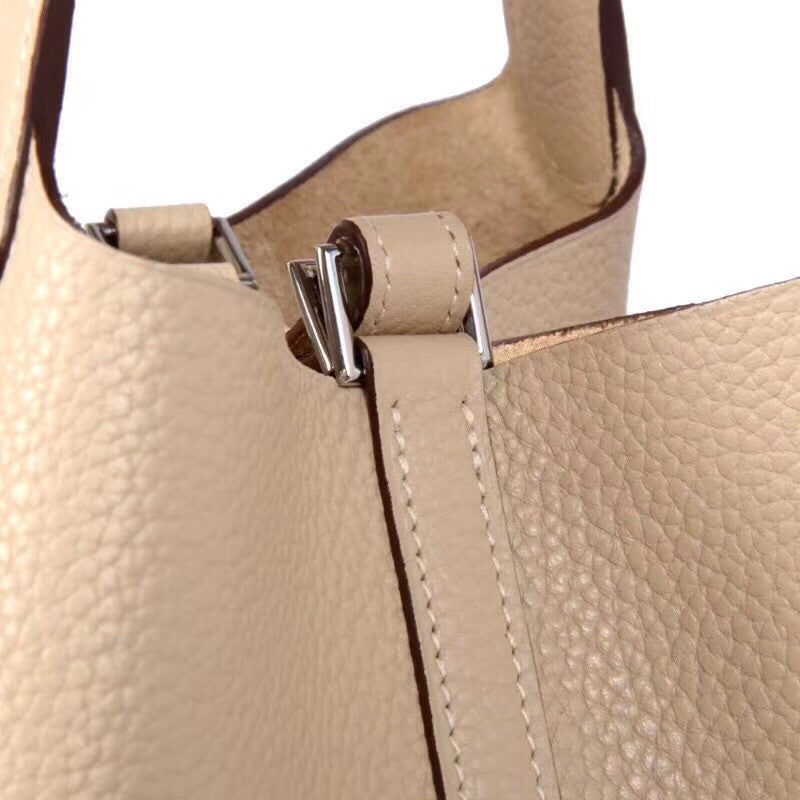 Hermes 81 Gris Picotin Lock MM Togo Leather Bag