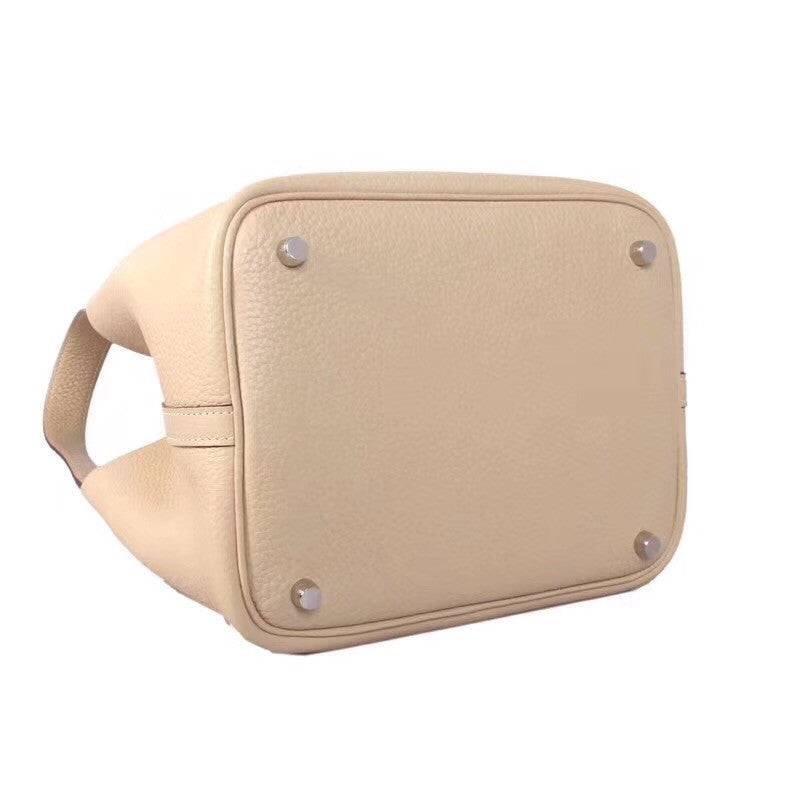 Hermes 81 Gris Picotin Lock MM Togo Leather Bag