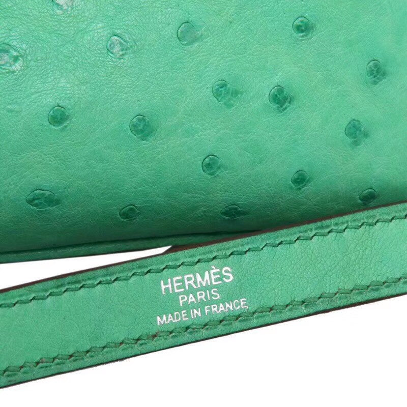 Hermes 6W Menthe Kelly Bag 28cm KK Ostrich Leather Palladim Hardware
