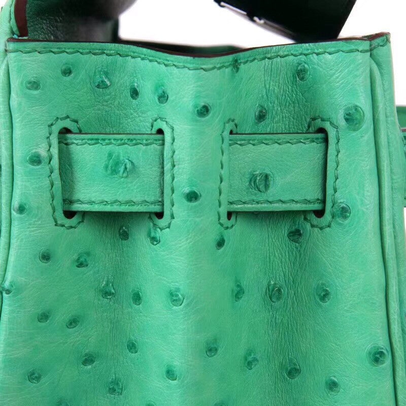 Hermes 6W Menthe Kelly Bag 28cm KK Ostrich Leather Palladim Hardware