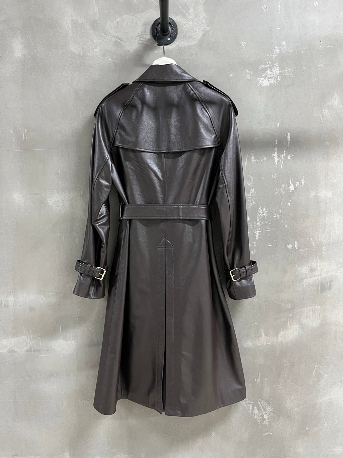 Chanel Double-Breasted Leather Trench Coat back view