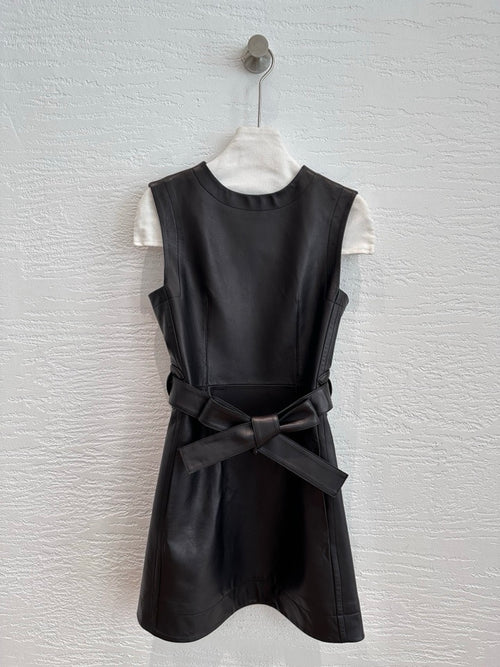 Chanel sheepskin leather sleeveless mini dress, full front view
