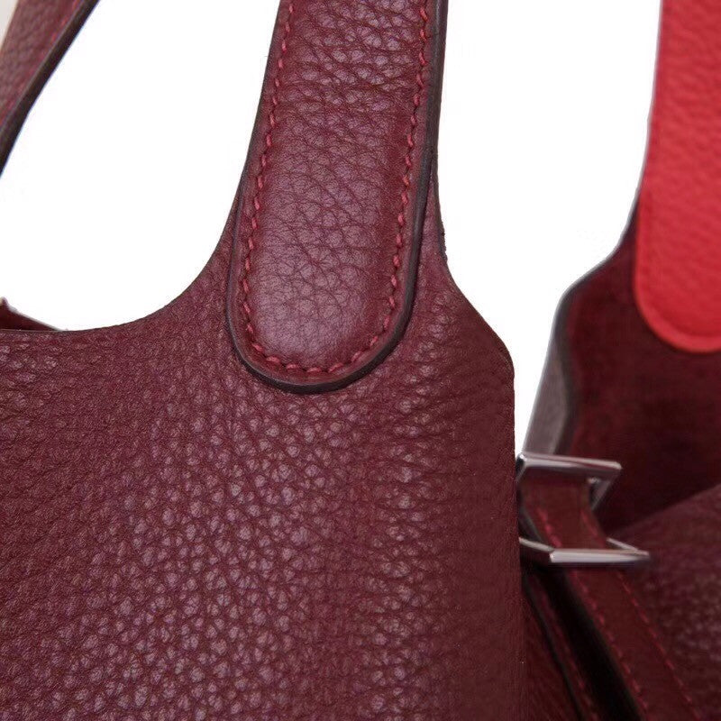 Hermes Rouge H/Rough VF Picotin Lock MM Togo Leather Bag