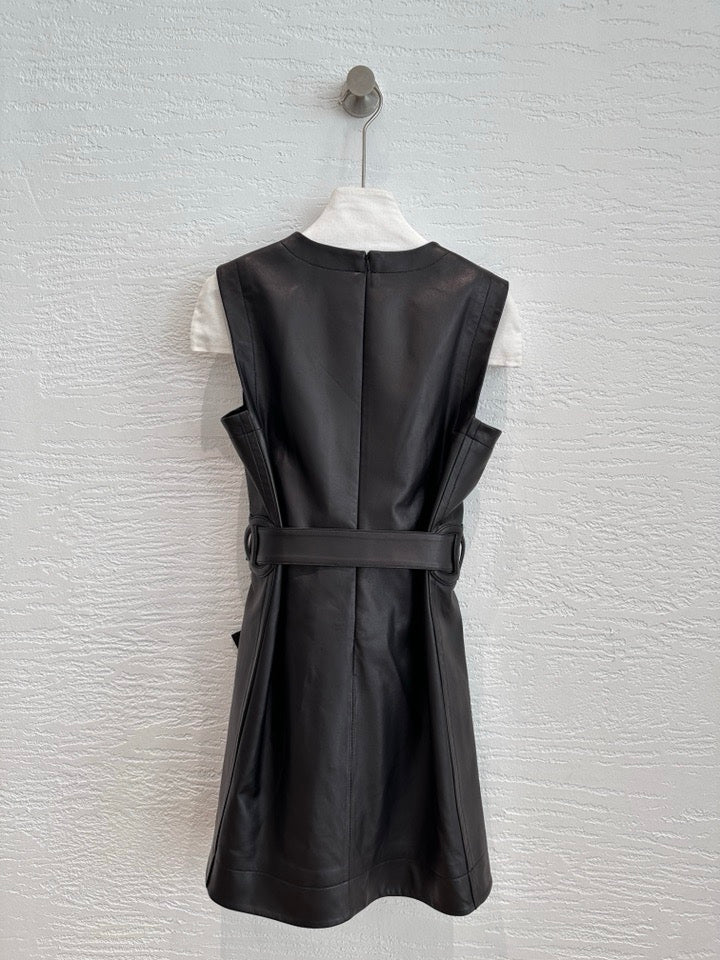 Chanel sheepskin leather sleeveless mini dress, full back view