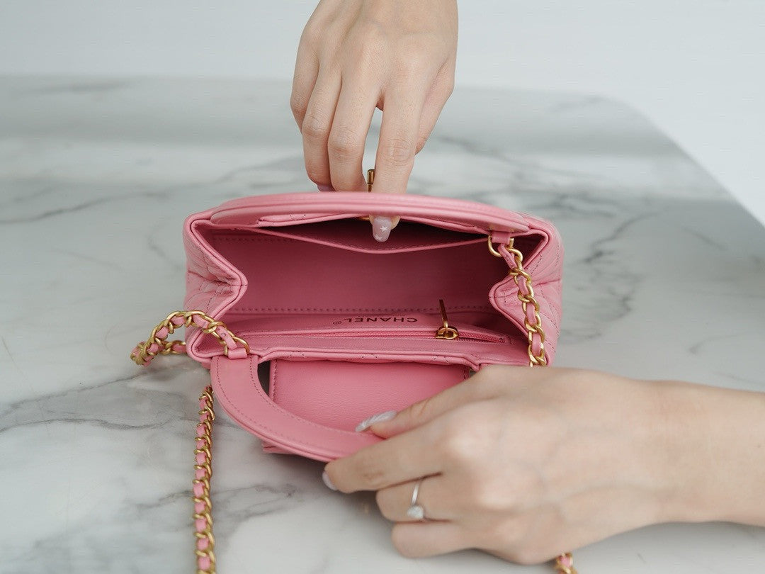 Chanel Kelly Mini Shopping Bag Coral