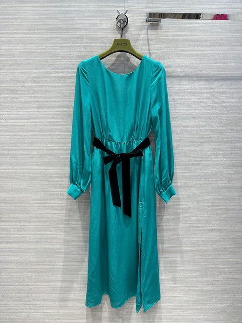 Gucci Silk belted dress Green