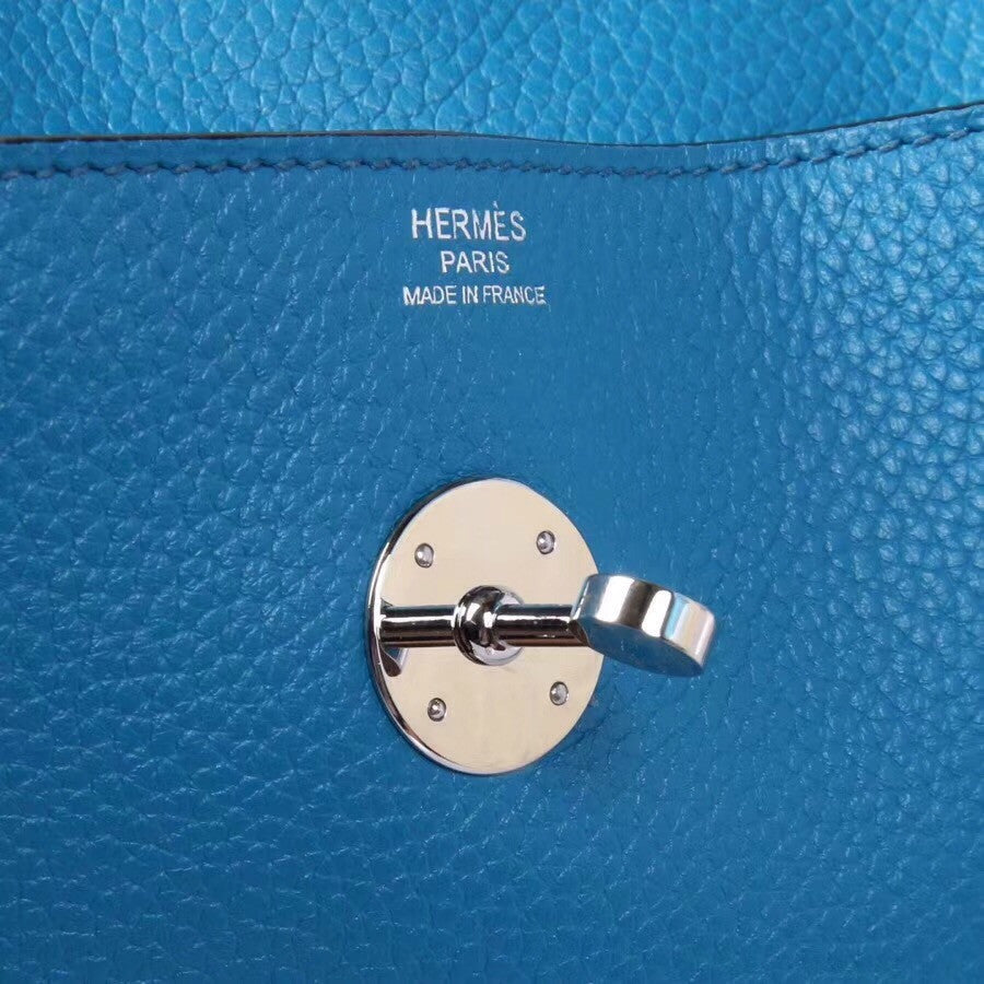 Hermes 7W Bleu Izmir Lindy 30 Togo Palladium Hardware