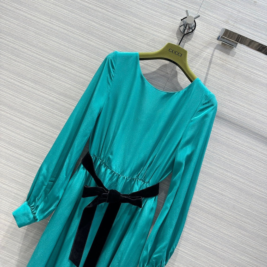 Gucci Silk belted dress Green