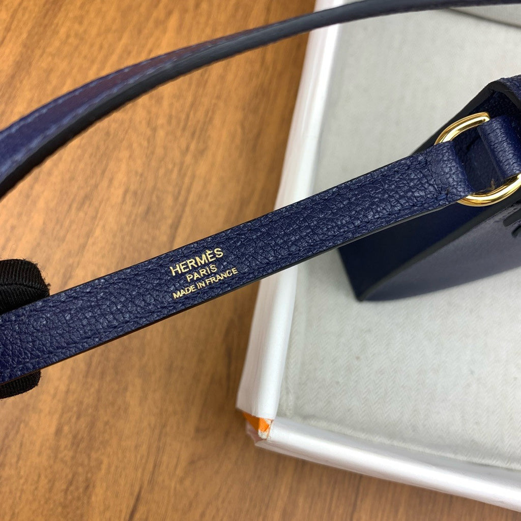 Hermes Kelly Elan bag Sellier Blue Obysee Chevre goatsk in Gold hardware