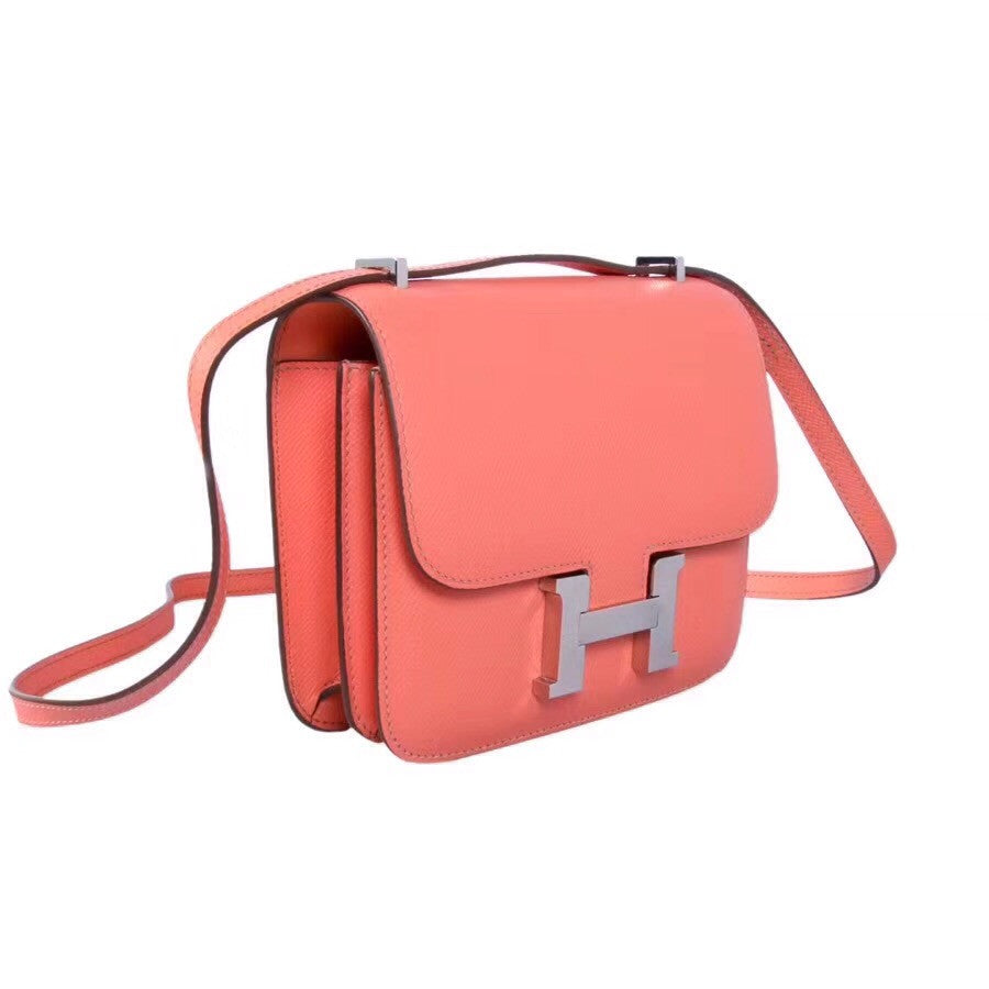 Hermes Pink Flamingo Constance 24 Epsom bag with Palladium Hardwares