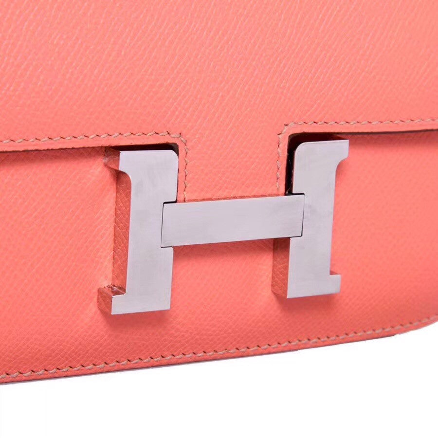 Hermes Pink Flamingo Constance 24 Epsom bag with Palladium Hardwares